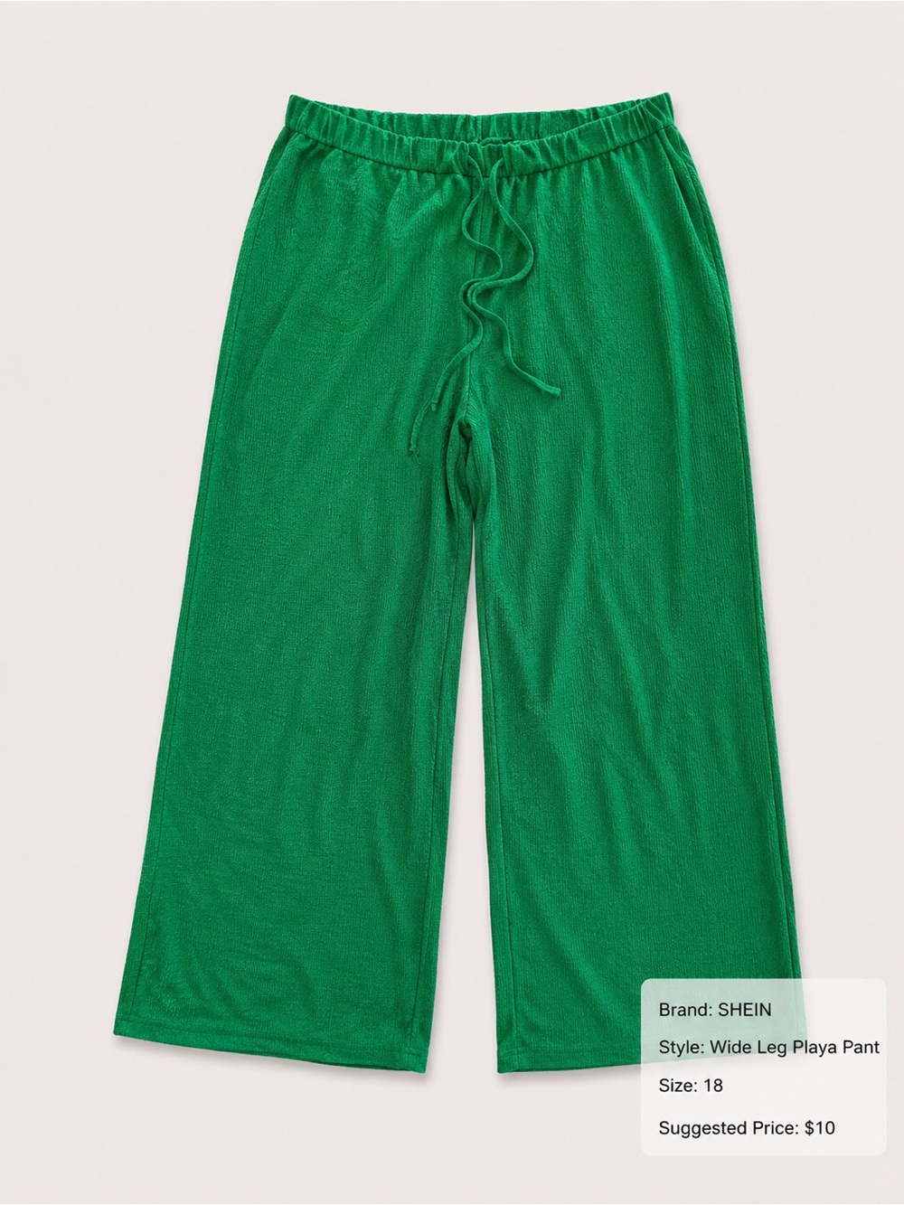 SHEIN Cozy Wide-Leg Drawstring Pants - Green